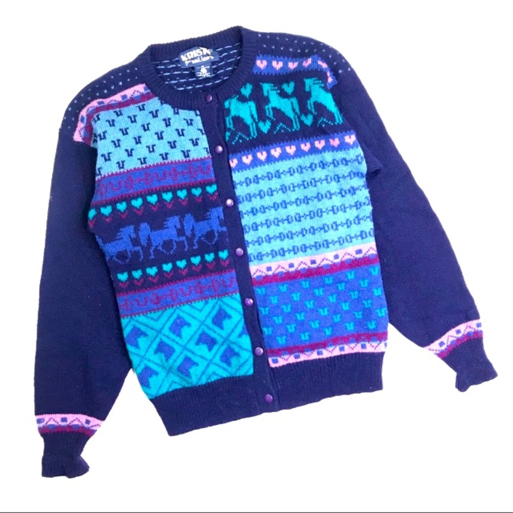 Vintage Kristy Miller Wool Sweater With Horses 🐎